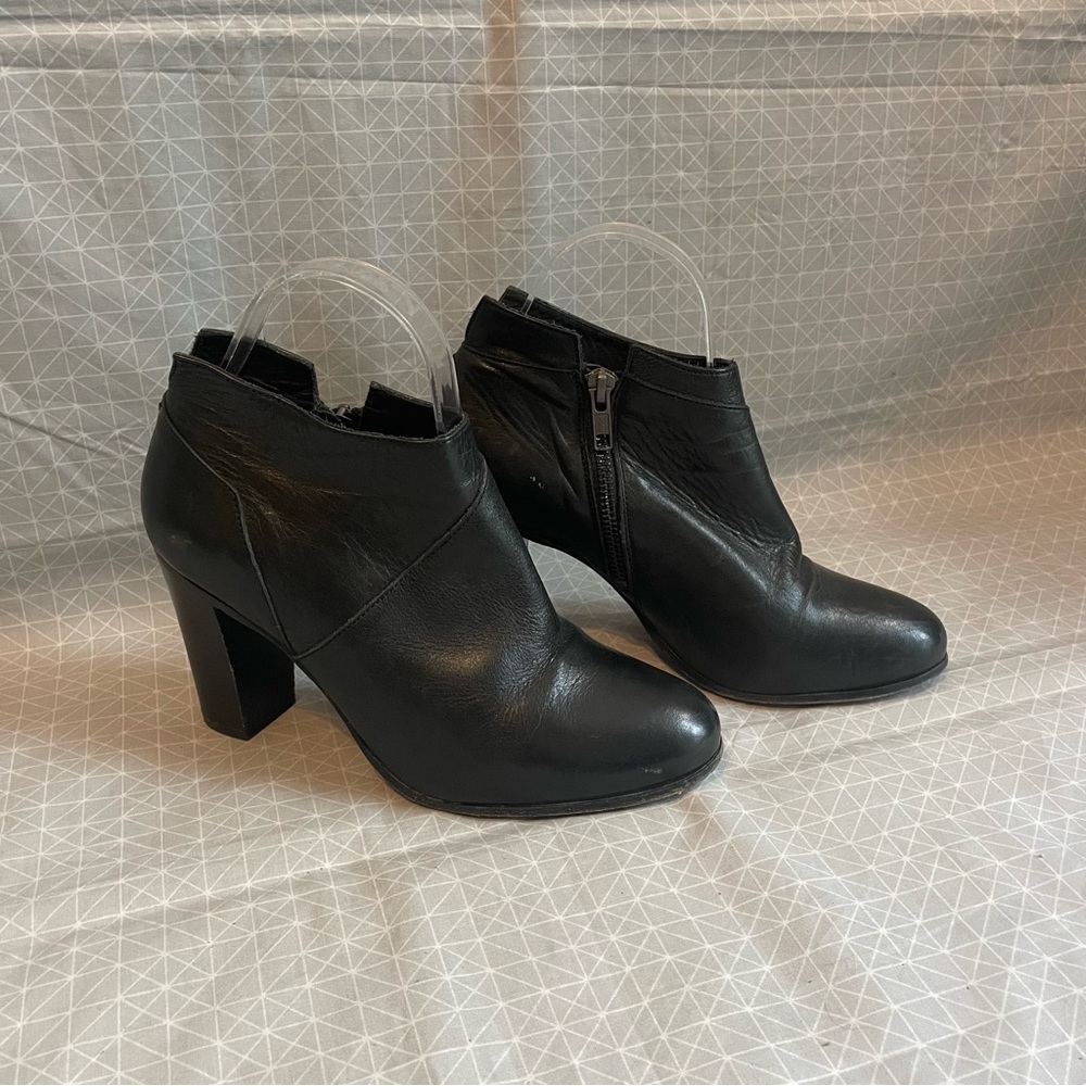 Lemare‎ Black Leather Heeled Ankle Booties Boots 38